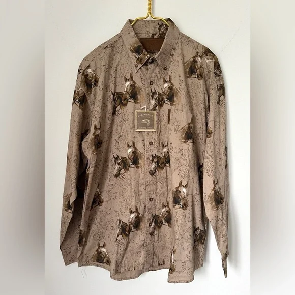 NWT Clearwater Outfitters Horse Equestrian Western Button Up Shirt Men’s Medium - Picture 1 of 7